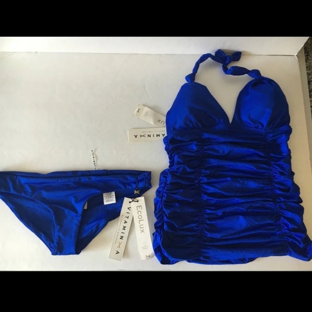 NWT 2PC Vitamin A EcoLux Halter Tankini Bottom S/6 - Picture 4 of 11